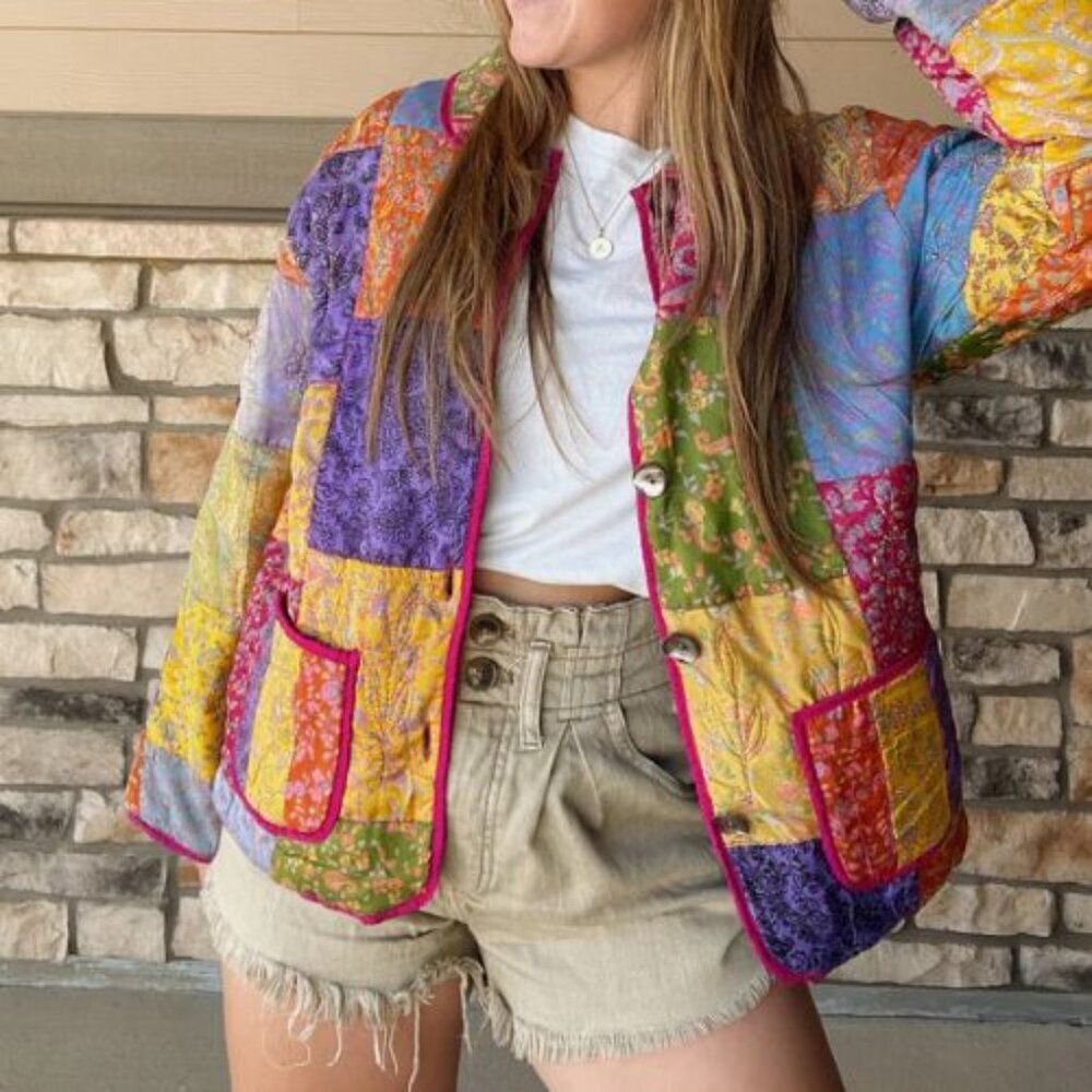 Tantrums Collection Vintage Boho Patchwork Quilted Jacket Paisley 23938